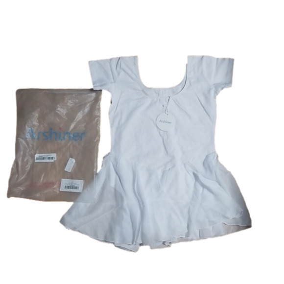 𝅺arshiner Ballet  Dance Leotard Short Sleeve  Girls XL 16 White - Picture 1 of 11